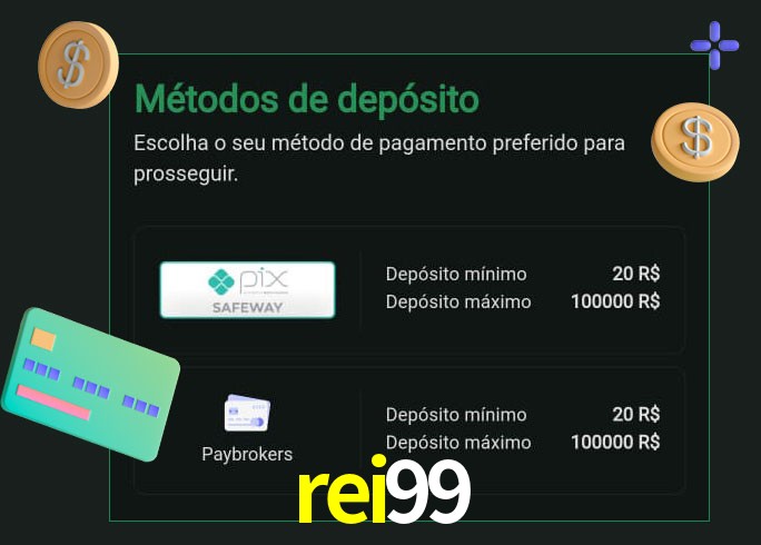 O cassino rei99 oferece uma grande variedade de métodos de pagamento